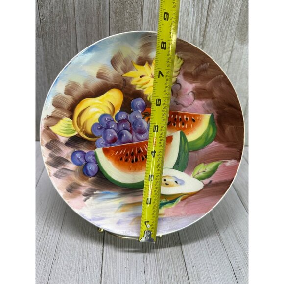 Vintage MCM Ucago Japan Nagasaki Still Life Fruit Painted Wall Plate 8.5" DIA - Picture 4 of 6